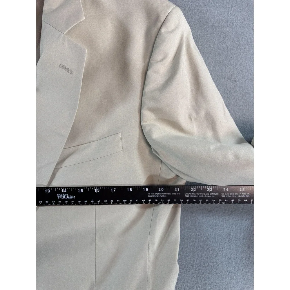 Brooks Brothers Blazer Mens 42R Beige Cotton Blend Two Button Jacket Casual